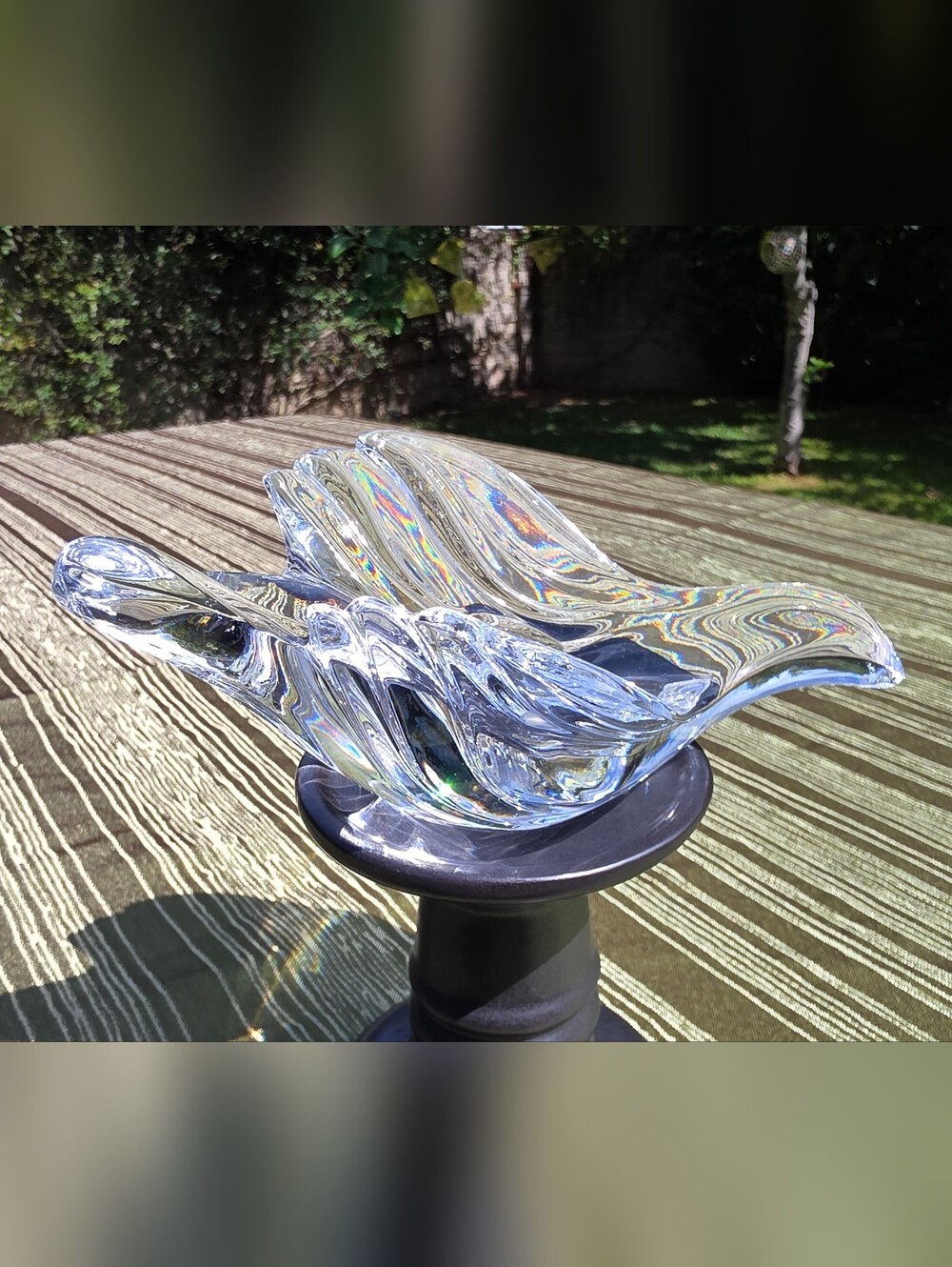 Princess House Crystal Flying Dove Bird Votive Candle Holder Vintage